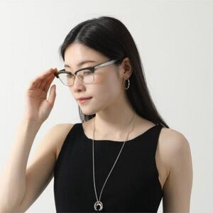 NEW Celine CL50026U 016 Shiny Palladium Black Women Square Eyeglasses
